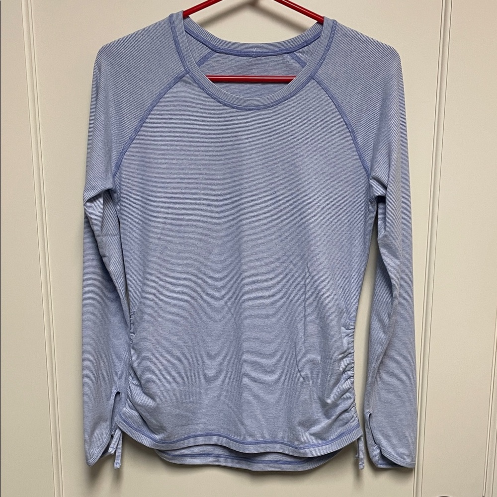 Lucy Side Cinch mini stripe long sleeve top